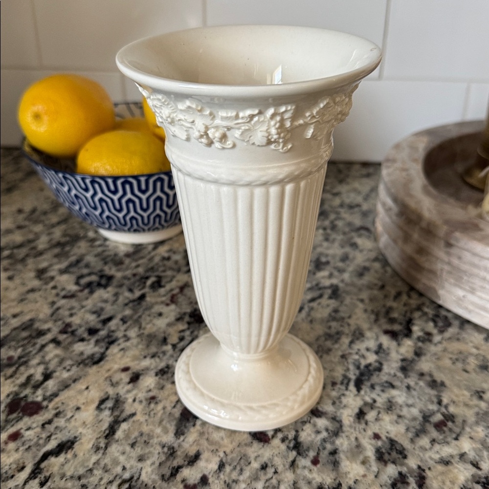 Wedgwood Cream Floral Embossed Vase